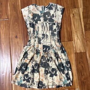 Ganni Floral Print Dress in Black and Cream